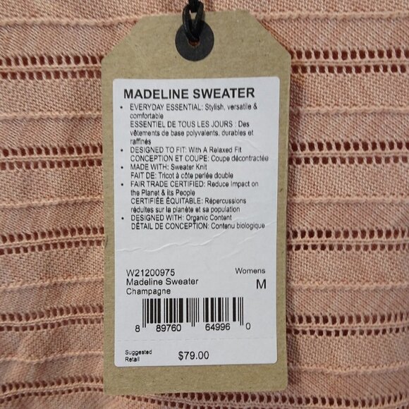 PRANA Madeline Sweater Size M NEW Champagne MSRP $79 Pink Peach Crochet - Picture 4 of 8